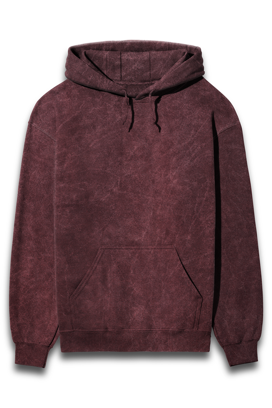 Maroon Acid Wash Hooded SweatShirt