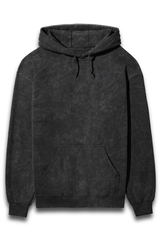 Black Acid Wash Hooded SweatShirt