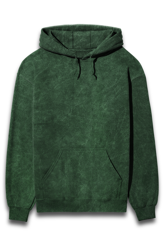 Bottle Green Acid Wash Hooded SweatShirt